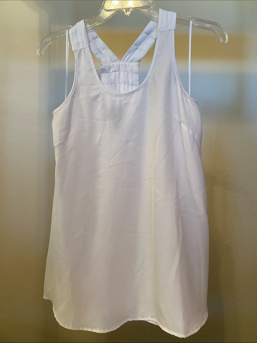 Women’s White Racerback Tank Top with Braided Back Detail